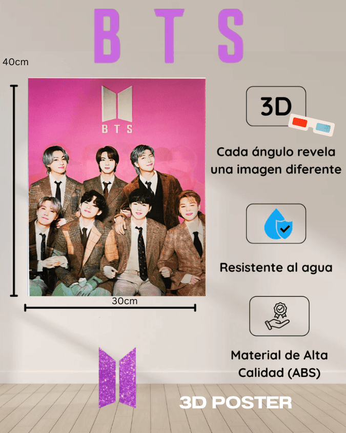 PÓSTER 3D LENTICULAR - BTS 💜
